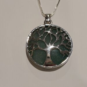 Tree of Life pendant Green Aventurine Sterling Silver Necklace
